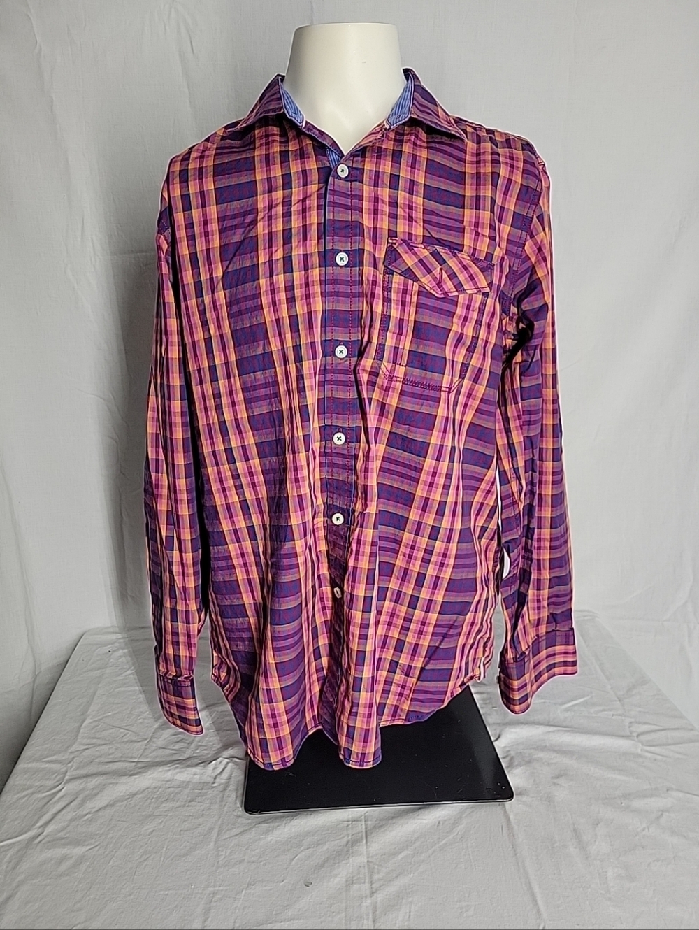 Men's Tommy Bahama Purple & Pink Plaid Button-Up Shirt